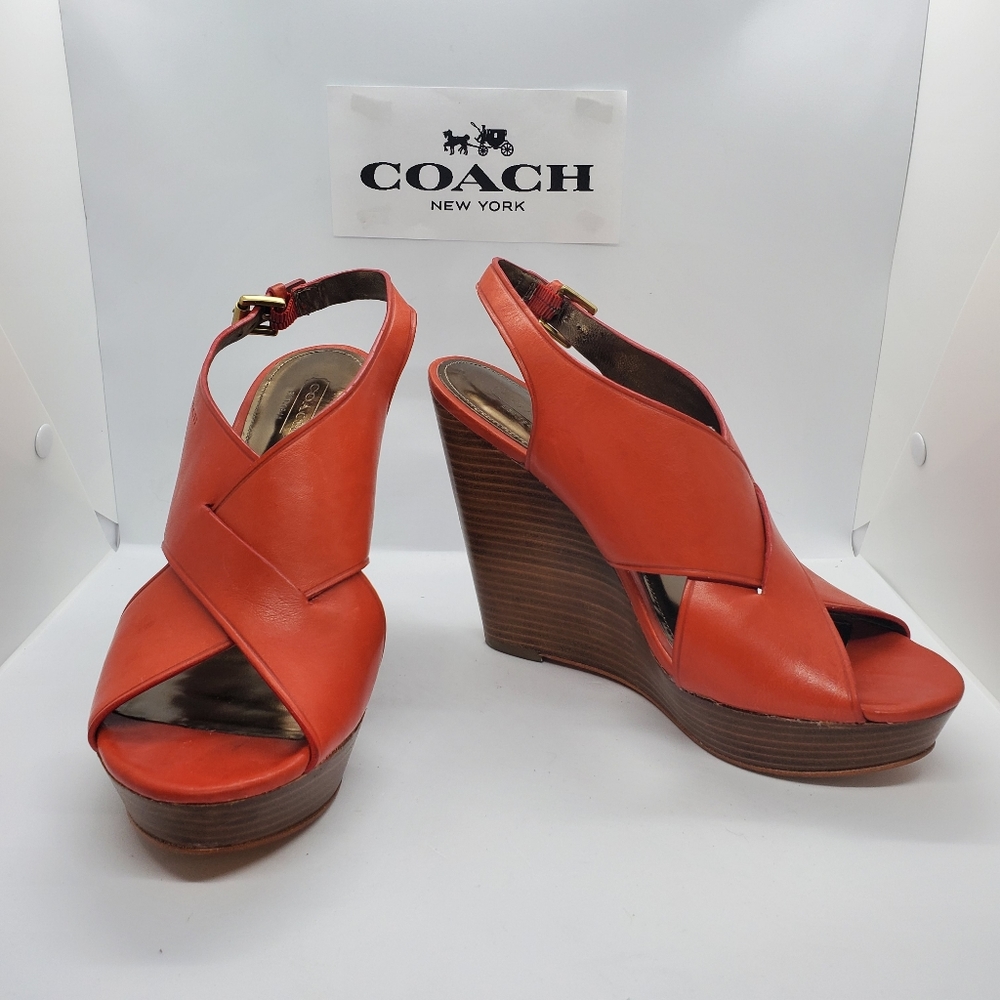 Coach Jamila Platform Wedge Sandal in Red